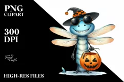 Funny Dragonfly Halloween | Watercolor Clipart Product Image 3