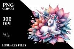 colorful Baby Unicorn Flower PNG Product Image 3