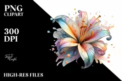 Abstract Lily in Pastel Watercolor PNG Product Image 1