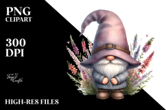 Cute GNOME with Big HAT and Heather PNG Product Image 2