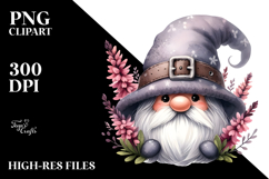 Cute GNOME with Big HAT and Heather PNG Product Image 2