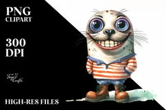 Watercolor Seal Big Eyes Standing Human Shoes Product Image 1