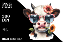 Funny Cow with Sunglasses PNG Product Image 2