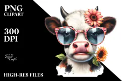 Funny Cow with Sunglasses PNG Product Image 2