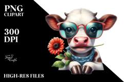 Quaint Cow with Sunglasses, Transparent PNG Product Image 2