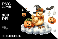 Halloween Chicken on Cloud, Transparent PNG Product Image 2