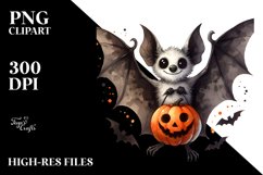 Funny Watercolor Halloween Bat Clipart Product Image 3