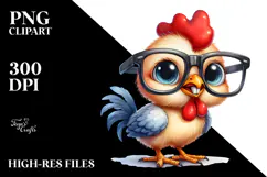 Baby Rooster Watercolor Clipart Product Image 2
