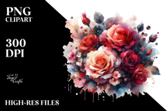 Abstract Colorful Red Roses PNG Product Image 2