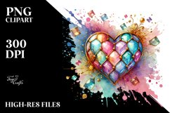 Colorful Heartmade of with Goldern Insertions PNG Product Image 2