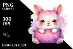 Smiling Cute Pink-ish Bunny PNG Product Image 2