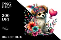 Colorful Dog Sitting on a Flower PNG Product Image 2
