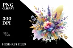 Colorful Bouquet with Vibrant Lavender Gold Foil Product Image 1