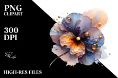 Glossy Pansy with Golden Insertions PNG Product Image 2