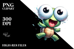 Exaggerated Cartoon Turtle Jumping with Cross-Eyed Product Image 2