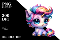 Vibrant Baby Unicorn with Cool Haircut PNG Product Image 2