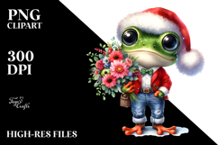 Watercolor Baby Frog Big Eyes Santa Suit Jeans Product Image 2
