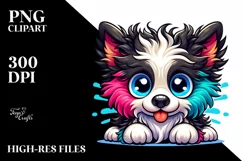 Colorful Funny Baby Macaw Border Collie Clipart Product Image 3
