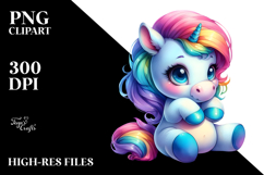 Funny Unicorn Sitting PNG Product Image 2