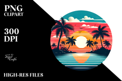 Retro Tropical Sunset Tshirt Design PNG Product Image 2