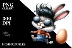 Modern Bunny Running with Egg, Transparent PNG Product Image 2