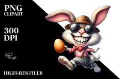 Modern Bunny Running with Egg, Transparent PNG Product Image 2