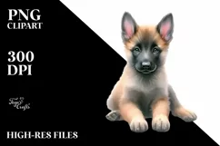 Watercolor Cute Pastel Malinois | Sublimation | Clipart Product Image 1
