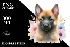 Colorful Watercolor Malinois | Sublimation | Clipart Product Image 1