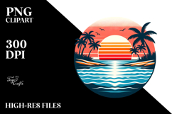 Retro Tropical Island Sunset PNG Product Image 2