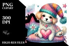 colorful Dog on Star Holding Heart PNG Product Image 2