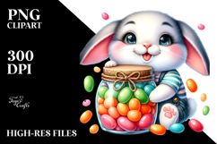Happy Baby Rabbit with Jellybean Jar, PNG Product Image 2