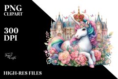 Colorful Baby Unicorn with Elizabethan Court PNG Product Image 1
