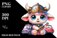 Watercolor Baby Lamb with Viking Helmet PNG Product Image 2