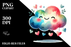 Colorful Smiling Cloud with Hearts, Transparent PNG Product Image 2