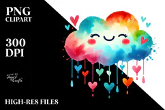 Colorful Smiling Cloud with Hearts, Transparent PNG Product Image 2
