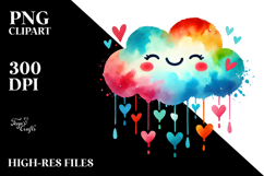 Colorful Smiling Cloud with Hearts, Transparent PNG Product Image 2