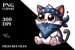 Cute Cat with Bandana, Transparent PNG Product Image 2