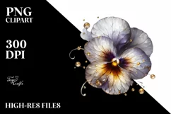 Detailed Shiny Golden Pansy Watercolor Splash Clipart Product Image 3