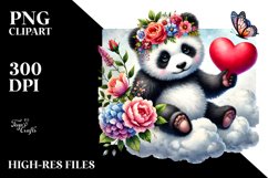 Colorful Panda with Heart PNG Product Image 2
