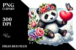 Colorful Panda with Heart PNG Product Image 2