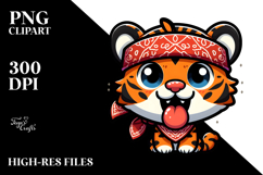 Playful Tiger with Bandana, Transparent PNG Product Image 2