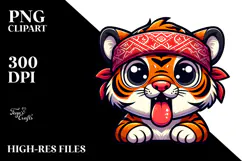 Funny Tiger with Bandana, Trending PNG Product Image 2
