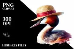 Vibrant Watercolor Grebe Hat | Sublimation | Clipart Product Image 1