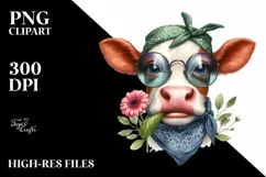 Cow Cow Portrait with Flower in Mouth Product Image 3