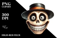 Funny Watercolor Halloween Skull Clipart Product Image 1