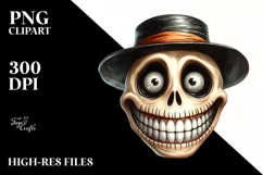 Funny Watercolor Halloween Skull Clipart Product Image 1