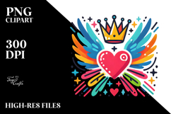 Heart with Wings and Crown, Transparent PNG Product Image 2