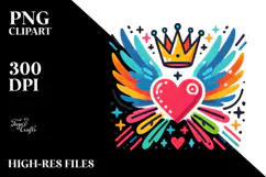Heart with Wings and Crown, Transparent PNG Product Image 2