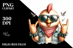 Funny Cute Chicken Sunglasses Rocker | Sublimation Clipart Product Image 3