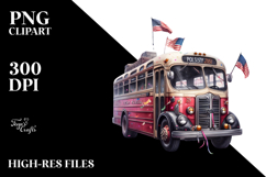 Vintage Bus with Confetti, PNG Product Image 2